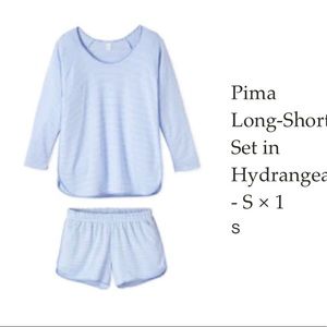 Lake pajamas Pima cotton long sleeve + shorts size S but fit like XS